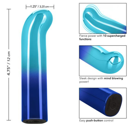 Голубой изогнутый мини-вибромассажер Glam G Vibe - 12 см. (голубой)