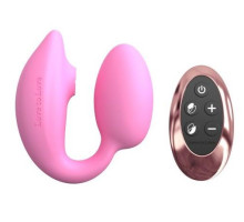 Розовый U-образный стимулятор клитора и точки G с пультом ДУ Wonderlover (розовый)