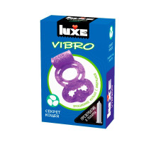 Фиолетовое эрекционное виброкольцо Luxe VIBRO  Секрет Кощея  + презерватив (фиолетовый)