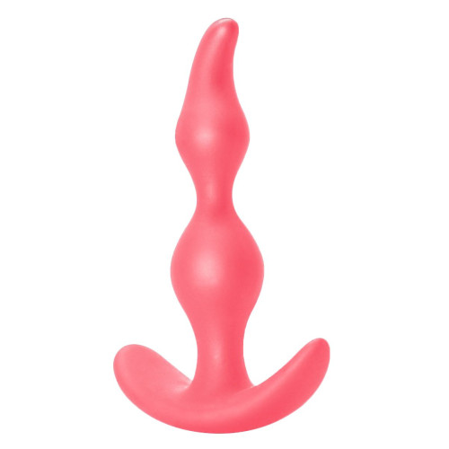 Розовая анальная пробка Bent Anal Plug Black - 13 см. (розовый)