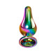 Радужная анальная пробка Rainbow Metal Plug Small - 9,4 см. (разноцветный)