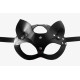 Черная кожаная маска  Кошка  с ушками (черный)