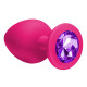 Большая розовая анальная пробка Emotions Cutie Large с фиолетовым кристаллом - 10 см. (фиолетовый)