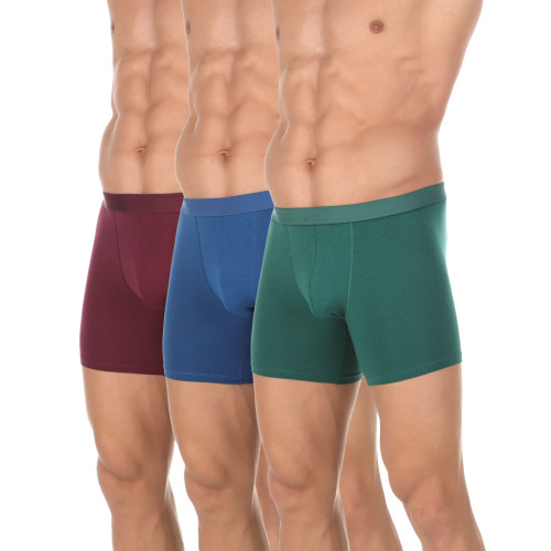 Набор из 3 мужских трусов-боксеров: зелёных, синих и бордовых (разноцветный|S)