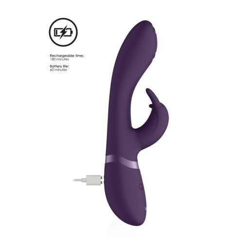 Фиолетовый вибромассажер-кролик Cato - 21,5 см. (фиолетовый)