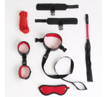 Черно-красный эротический набор из 7 предметов (черный с красным)