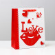 Бумажный пакет «Любовь» - 26 х 32 см. (белый с красным)