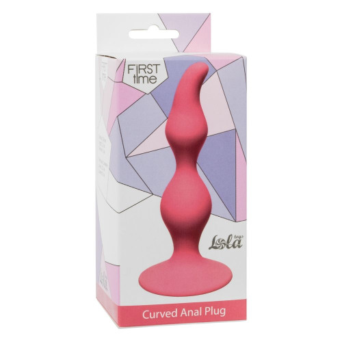 Розовая анальная пробка Curved Anal Plug Pink - 12,5 см. (розовый)
