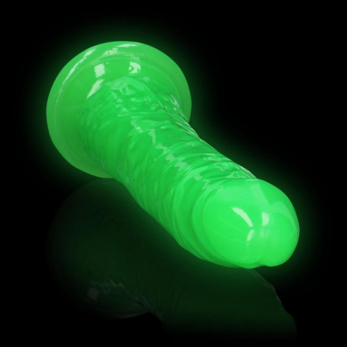 Зеленый люминесцентный фаллоимитатор на присоске - 25 см. (зеленый)