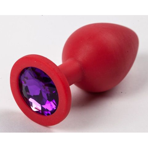 Красная силиконовая пробка с фиолетовым кристаллом - 9,5 см. (фиолетовый)