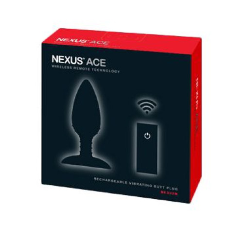 Чёрная вибровтулка NEXUS ACE MEDIUM с дистанционным управлением - 12 см. (черный)