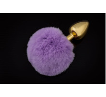 Маленькая золотистая пробка с пушистым фиолетовым хвостиком (фиолетовый)