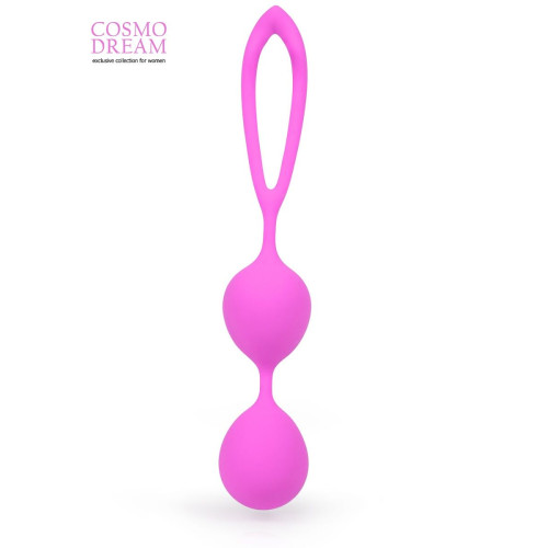 Розовые силиконовые вагинальные шарики с петлей - 17 см. (розовый)