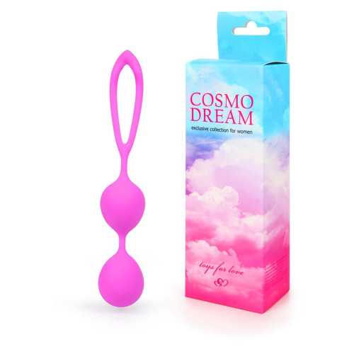 Розовые силиконовые вагинальные шарики с петлей - 17 см. (розовый)