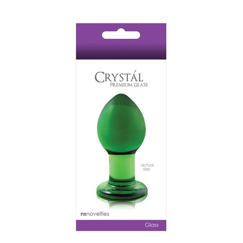 Зеленая стеклянная анальная пробка Crystal Medium - 7,5 см. (зеленый)