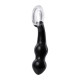 Чёрный анальный стимулятор из стекла с ручкой-кольцом - 17 см. (черный)