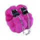 Кожаные наручники со съемной розовой опушкой (розовый с черным)