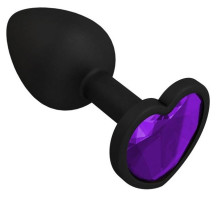 Черная силиконовая пробка с фиолетовым кристаллом - 7,3 см. (фиолетовый)