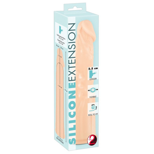 Телесная насадка-удлинитель Silicone Extension - 19 см. (телесный)