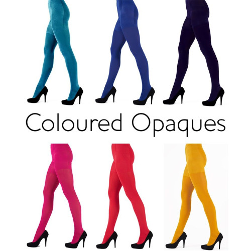 Бархатистые колготки Coloured Opaques (грязно-синий|XL)