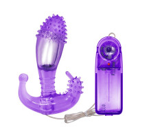 Фиолетовый вибростимулятор с шипами на головке - 14,3 см. (фиолетовый)