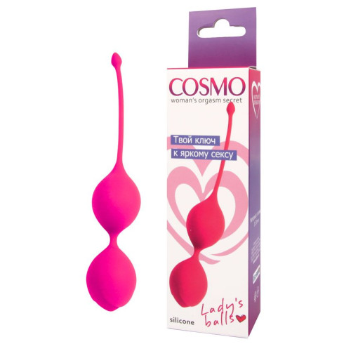 Розовые двойные вагинальные шарики с хвостиком Cosmo (розовый)