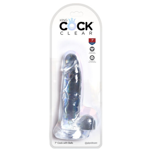 Прозрачный фаллоимитатор 7  Cock with Balls - 20,3 см. (прозрачный)