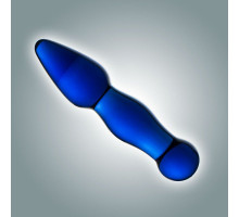 Синий анальный стимулятор из стекла - 13 см. (синий)