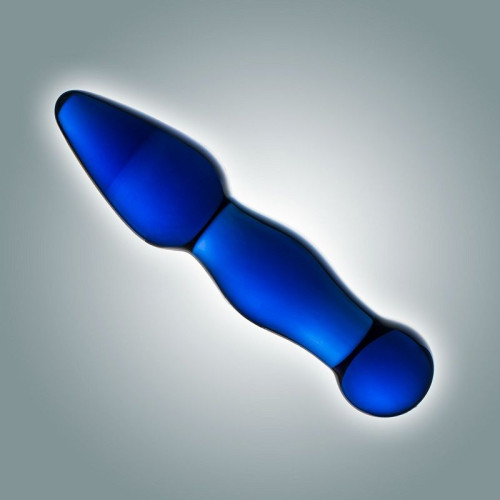Синий анальный стимулятор из стекла - 13 см. (синий)