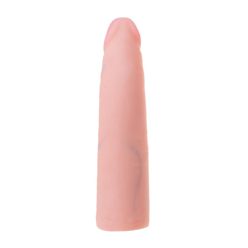 Женский страпон с вагинальной пробкой из неоскина - 18 см. (телесный)