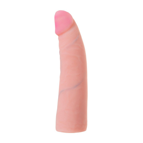 Женский страпон с вагинальной пробкой из неоскина - 18 см. (телесный)