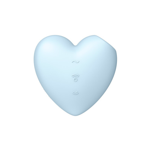 Голубой вибромассажер Cutie Heart с вакуум-волновой стимуляцией (голубой)
