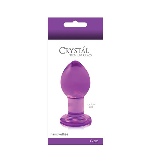 Фиолетовая стеклянная анальная пробка Crystal Medium - 7,6 см. (фиолетовый)
