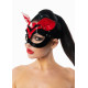 Черно-красная лакированная маска кошки с ушками (черный с красным)