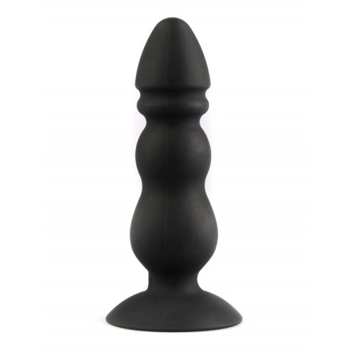 Черный конический анальный виброплаг - 11,3 см. (черный)