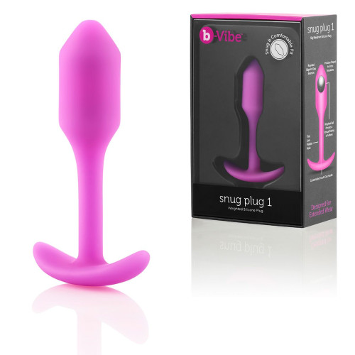 Розовая пробка для ношения B-vibe Snug Plug 1 - 9,4 см. (розовый)