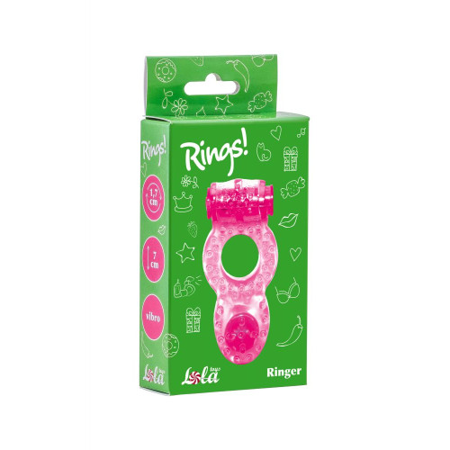 Розовое эрекционное кольцо с вибрацией Rings Ringer (розовый)