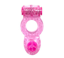 Розовое эрекционное кольцо с вибрацией Rings Ringer (розовый)