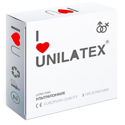 Ультратонкие презервативы Unilatex Ultra Thin - 3 шт. (телесный)
