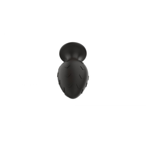 Черная малая силиконовая анальная пробка с рельефом в виде галочек (черный)