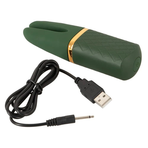 Зеленый вибратор Luxurious Split Tip Vibrator - 13,1 см. (зеленый)