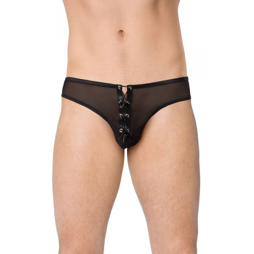 Сексуальный мужские трусы-стринги со шнуровкой (черный|M-L)