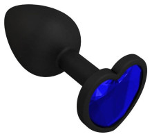 Черная силиконовая пробка с синим кристаллом - 7,3 см. (синий)