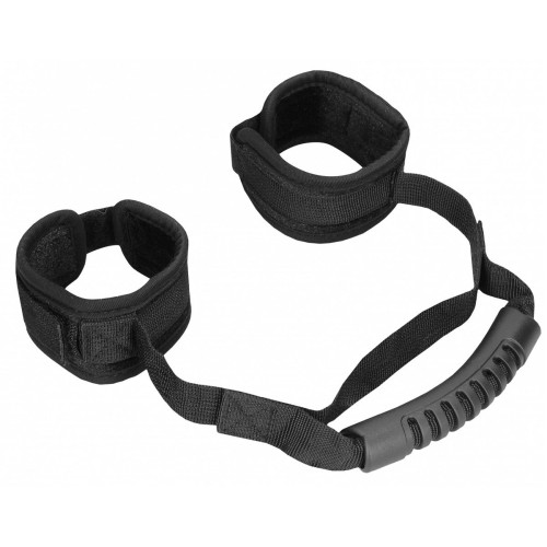 Черные наручники V&V Adjustable Handcuffs with Handle (черный)