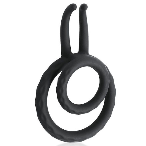 Черное двойное эрекционное кольцо с усиками (черный)