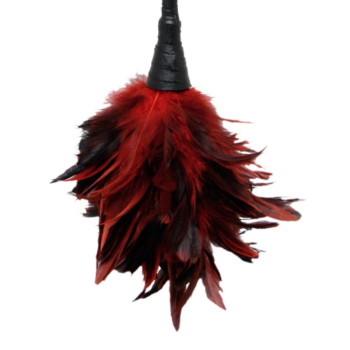 Кисточка с красно-чёрными пёрышками Frisky Feather Duster - 36 см. (красный с черным)