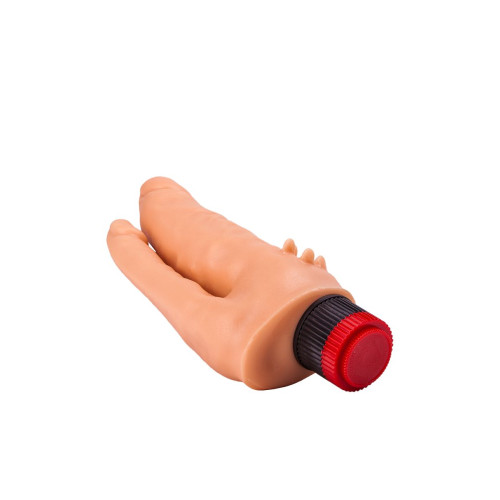 Анально-вагинальный вибромассажёр с шипами для массажа клитора - 17 см. (телесный)