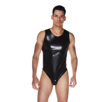 Мужское wet-look боди с прозрачной спинкой (черный|S-M)