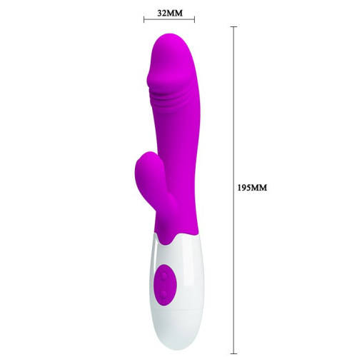 Лиловый вибратор Snappy с клиторальным отростком - 19,5 см. (лиловый)