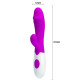 Лиловый вибратор Snappy с клиторальным отростком - 19,5 см. (лиловый)